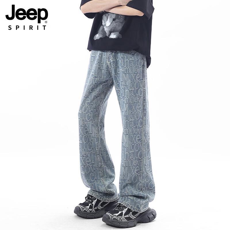 Джинсы JEEP SPIRIT мужские, узкие, расклешенные, с жаккардовым узором из букв 3XL