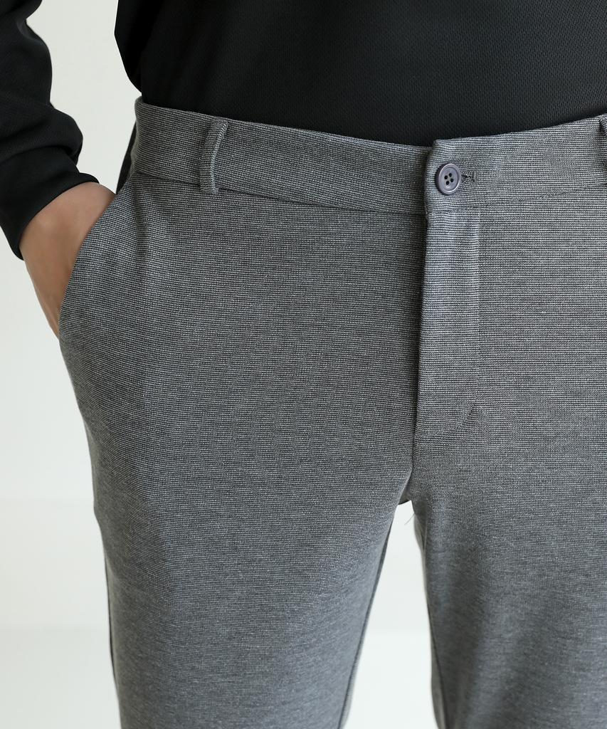 Jikeulib Hidden Elastic Waist Spandex Gray Slim Slacks