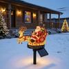 Warm White Festive Garden Lamps Santa And Reindeer Sleigh Solar Stake Light LED Christmas Pathway Holiday Landscaping Lighting Lamp Powered Outdoor