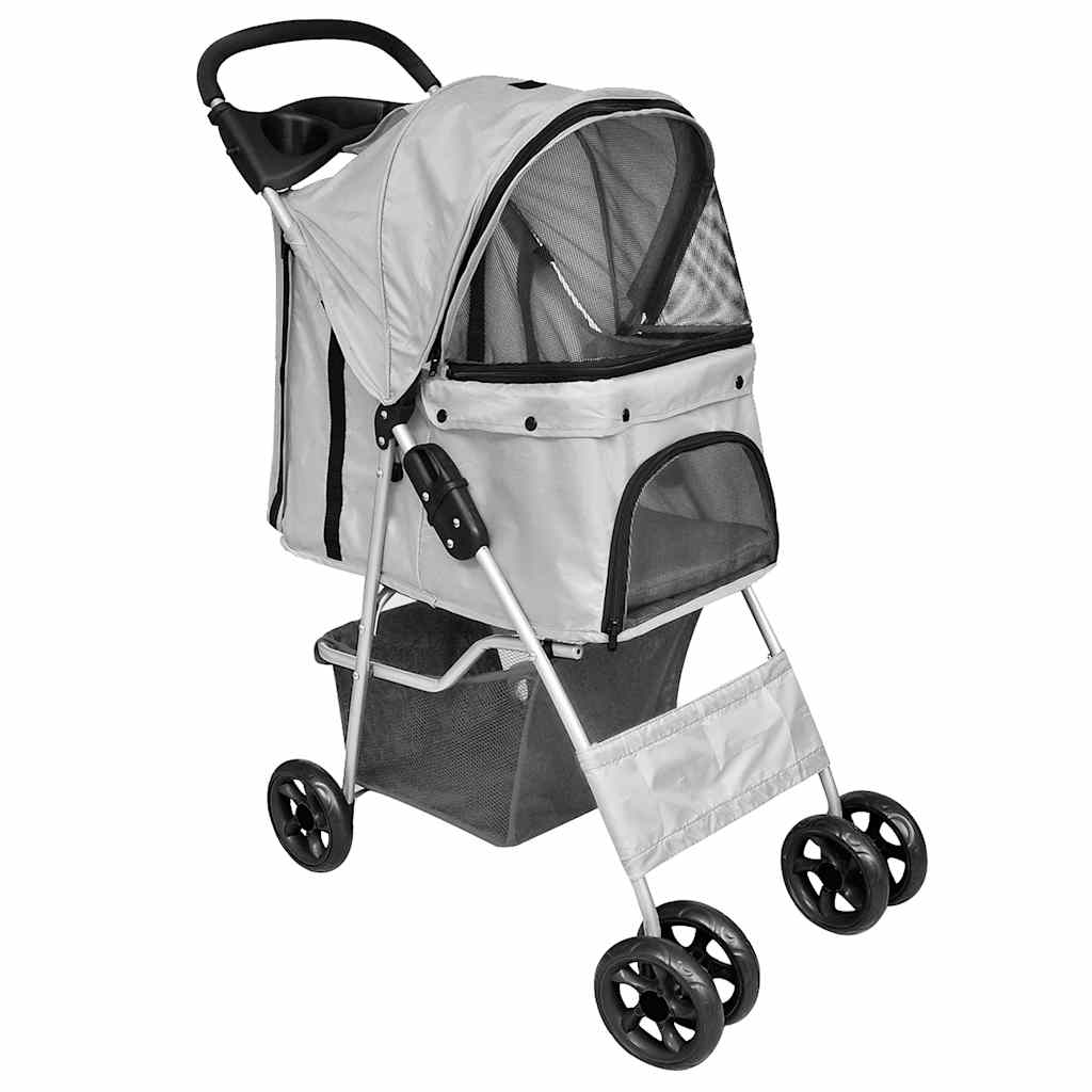 Haustierkinderwagen für Hunde Katzen Faltbarer Reisekinderwagen Grau