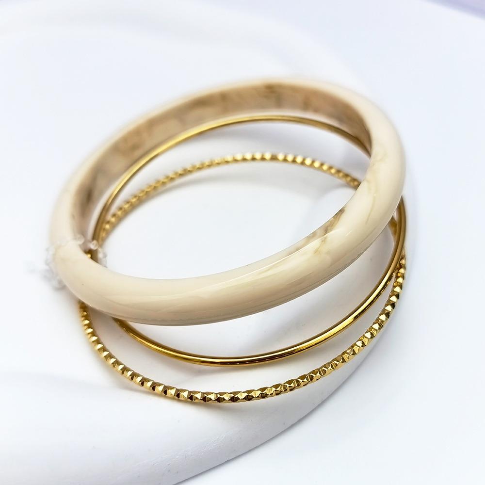 3Pcs/set Vintage Simple Round Bracelets Bohemian Retro Hand Ring Acrylic Smudging Bangles  Gift