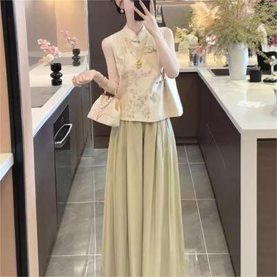 Summer Cold and Extravagant Wear with Luxury and High-end Buddhist Zen Style Print with Vest Top