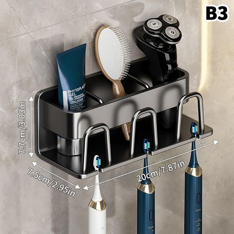 

Metal Toothbrush Rack Multi-Function Toothbrush Holder Punch-Free Toothpaste Holder Wall-Mounted Bathroom Storage Box 20*7.5*7.7cm чёрный