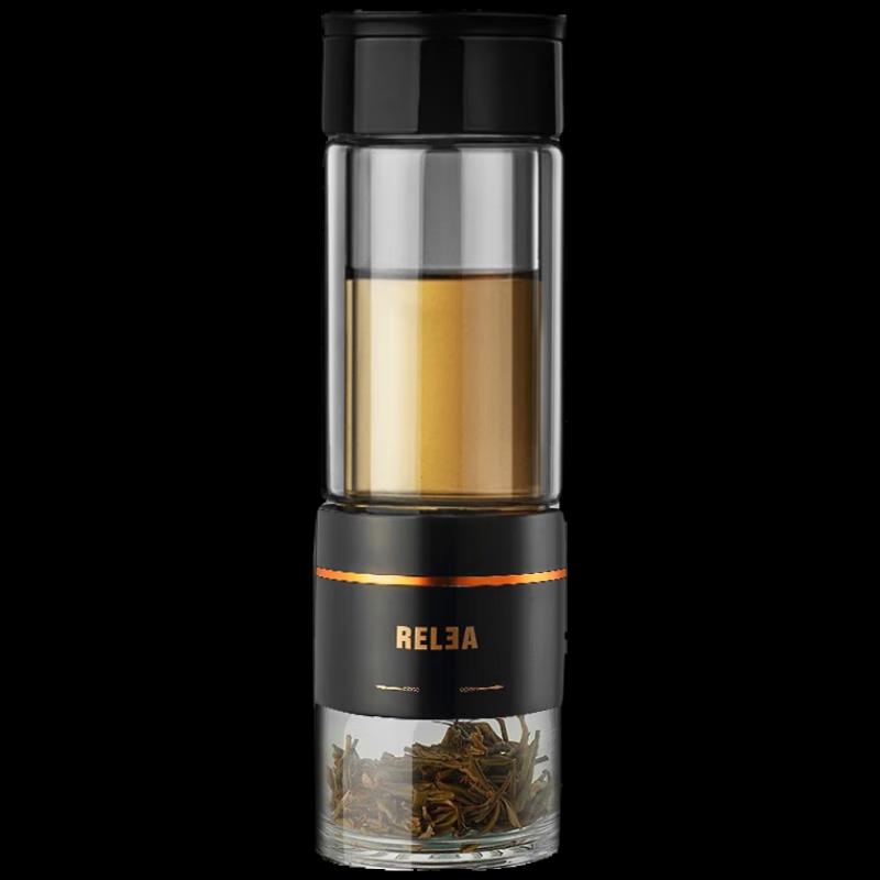 RELEA Double-Layer Tea Infuser Glass Mug