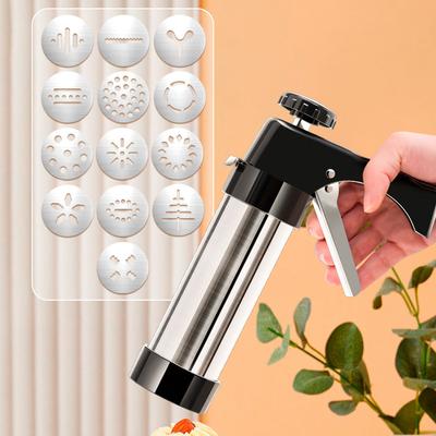 Cookie Press with 13 Cookie Discs+8 Icing Nozzles Cookie Press Gun Cookie Press Gun Kit for Making and Decorating Cookies