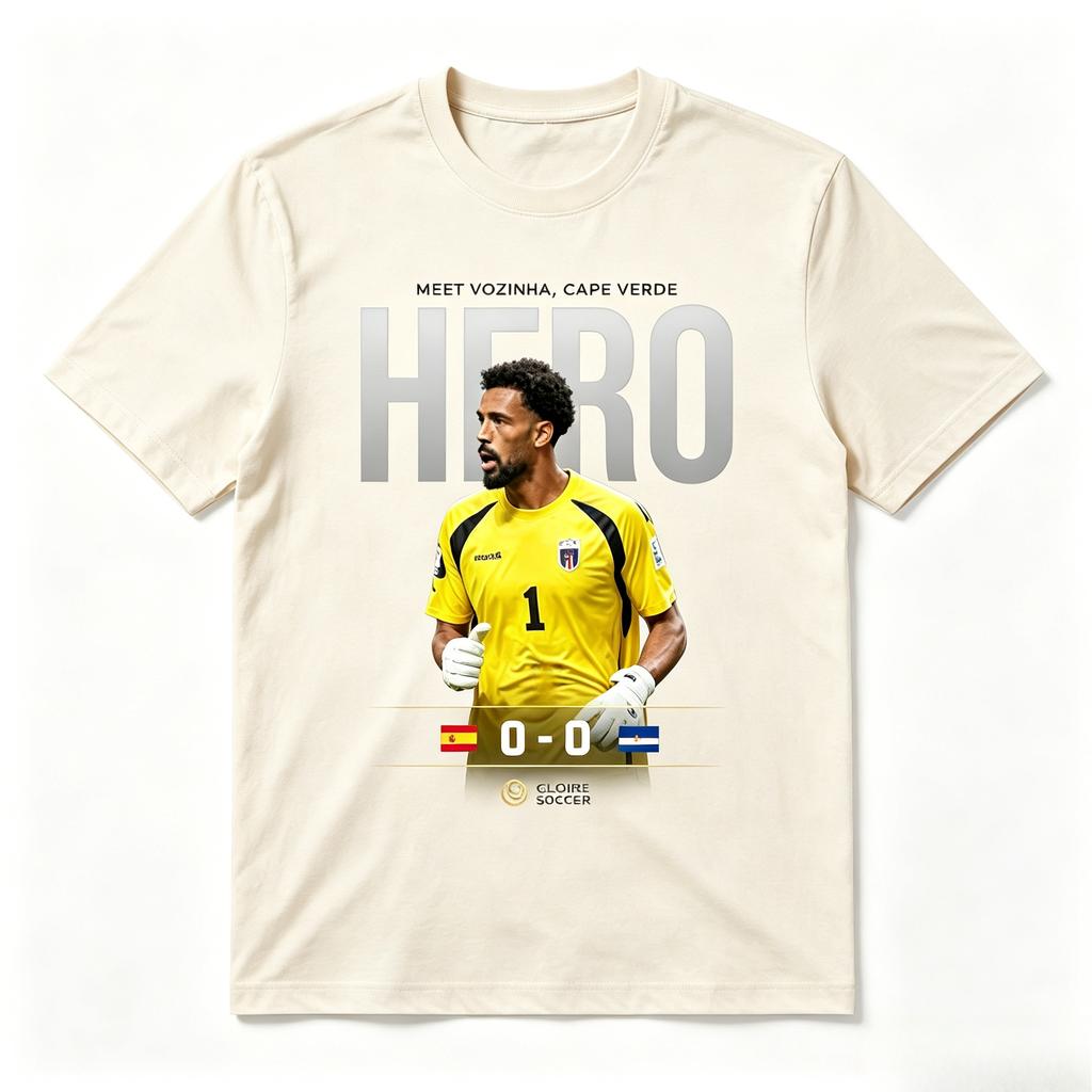 Capo Verde Portiere Vozinha Eroe Grafica Maglietta Spagna 00 Capo Verde Calcio Maglietta Unisex Cotone Fan Calcio Manica Corta Top