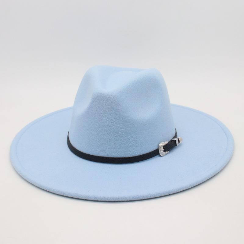 Flat Edge Jazz Hat, Men'S And Women'S Felt Hat, European And American Hat 9.5 Large Brim, High-End Hat, Elegant Foreign Trade Cross-Border Top Hat