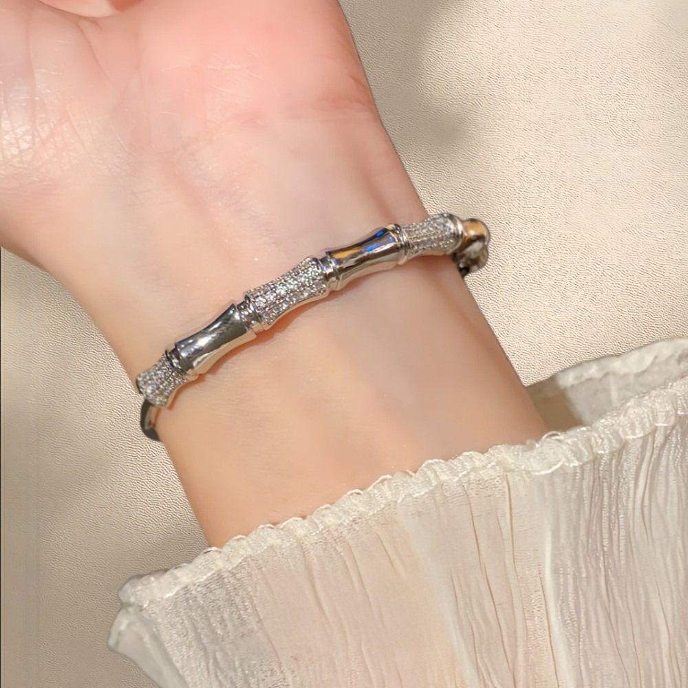 Elegant Bamboo Joint Bracelet Smooth Surface Charm Bracelet New Gold Plated Bangle  Women Jewelry
