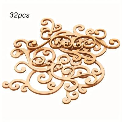 32pcs Large Wooden Floral Shaped Crafts, Wood Decorations And Embellishments