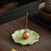 Retro Frog Lotus Ceramic Incense Holder with Lotus Leaf Tray Ash Catcher Zen Incense Burner Incense Stick Holder Home Decor