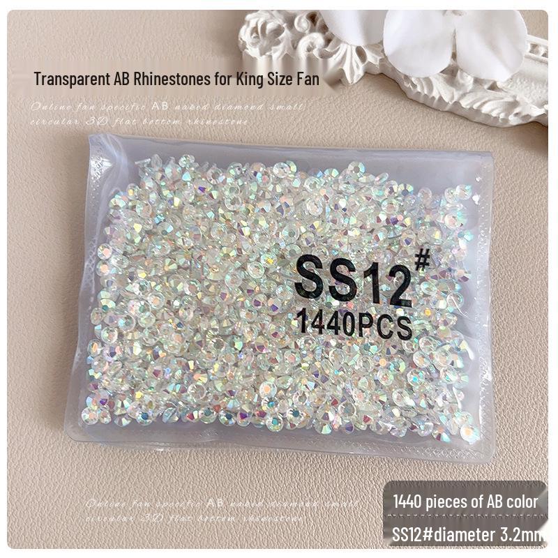 SS3 SS4 King Fan AB Iridescent Small Round Flat-back Rhinestone for DIY Nail Art Accessories