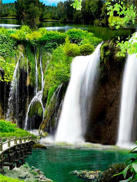 Square/round Diamond Painting Mosaic Waterfall Scenery Home Decor Diamond Embroidery Natural Mountain Landscape Picture