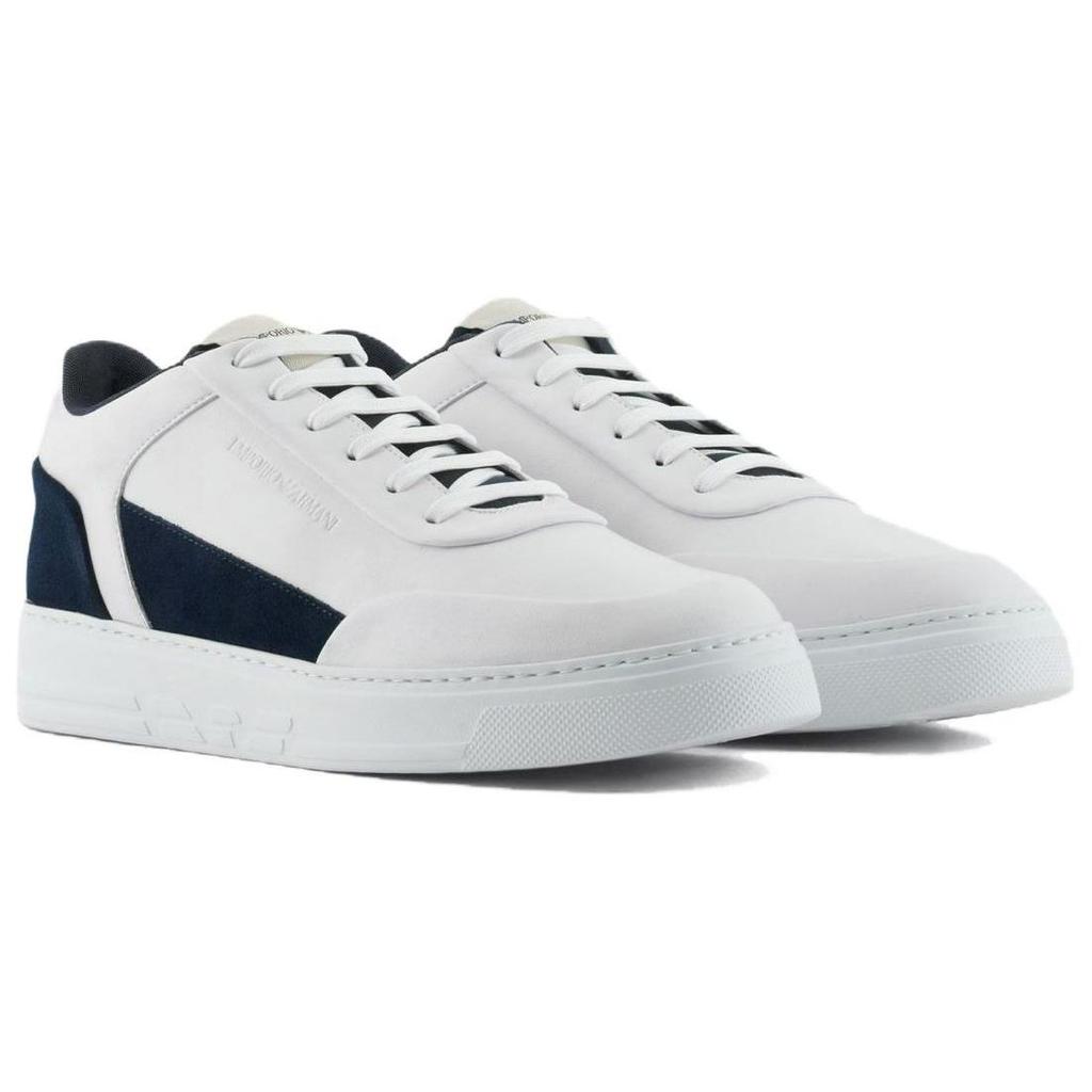 Emporio Armani Suede Comfortable Versatile Low-Top Sneakers Men Sneakers White X4X645XN9581T437