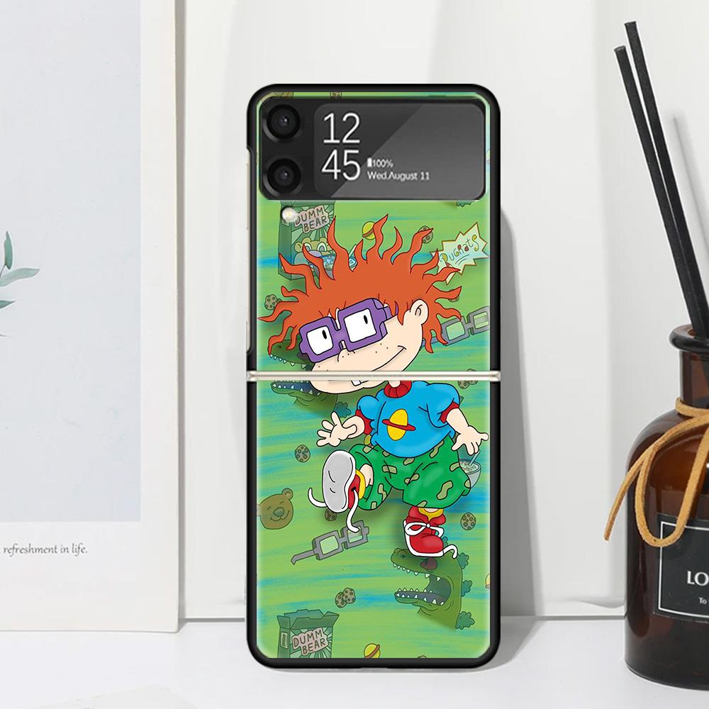 Cartoon R-Rugrat Phone Case For Samsung Galaxy Z Flip 7 Flip7 Zflip 6 Flip6 5 Flip5 4 Flip4 3 Flip3 5G Fundas Black Cover Galaxy