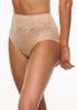 Women's High-waisted Beige Seamless Briefs Made of Elastic Jacquard Microfiber Lisa Spiman