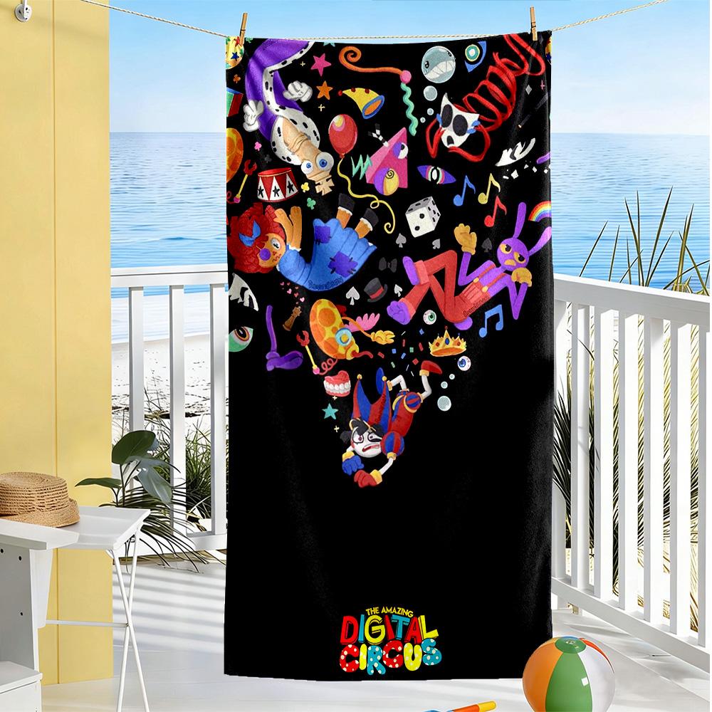 Digital Circus Beach Towel Quick-Dry Soft Microfiber Comfortable Lightweight Suitable for Sports, Travel, Swimming, Yoga, Bathroom, Beach, And Pool