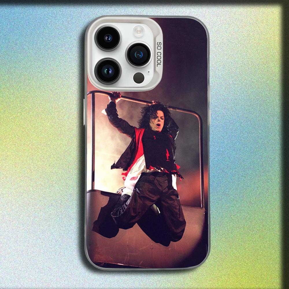 Custodia per Telefono Cantante Michael J-Jackson Per iPhone 16,15,14,13,12,11,Mini,Pro,SE,MAX Bianca Opaca Cover Antiurto