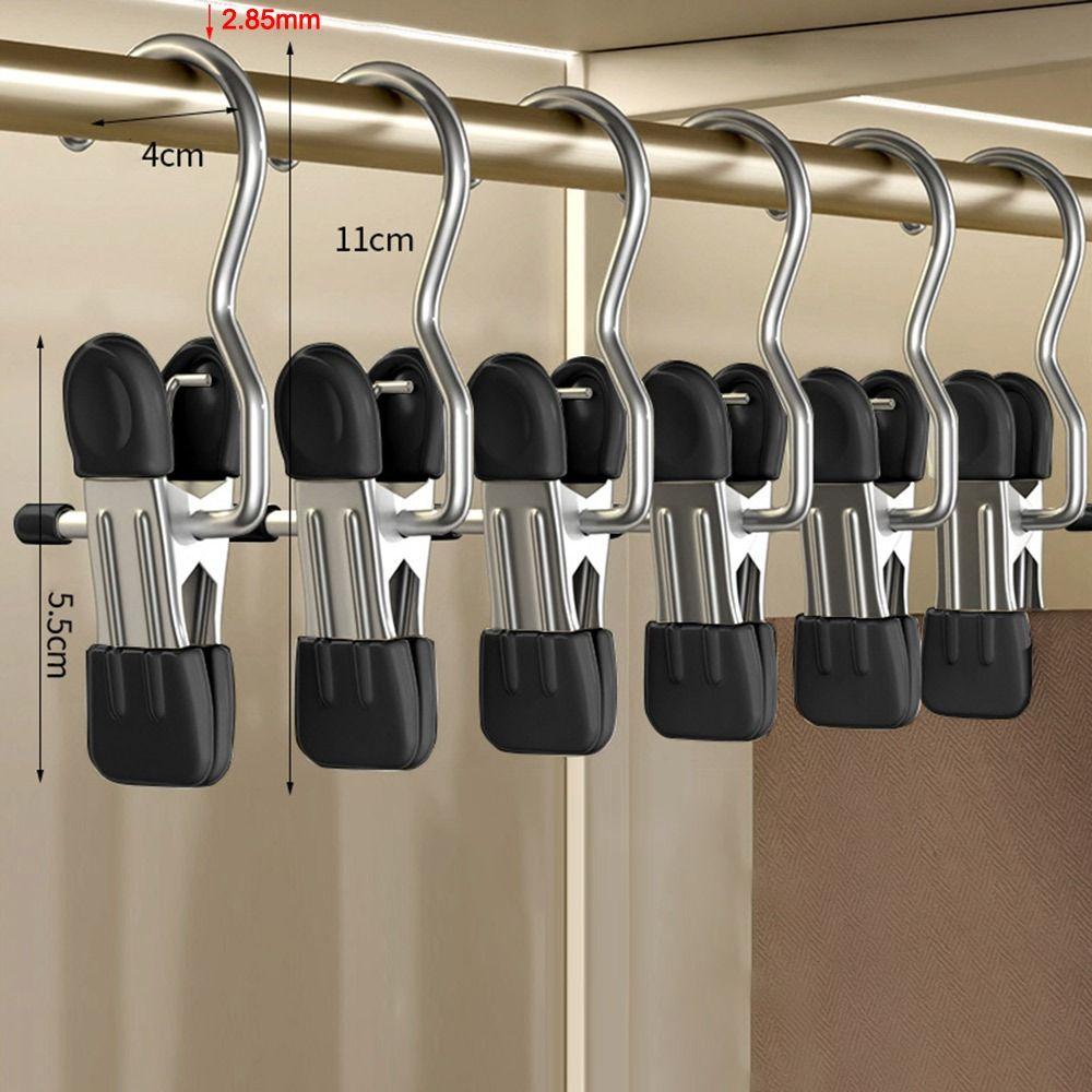 1/5/10PCS Windproof Stainless Steel Pants Clip with Hook Home Storage Rack  for Household