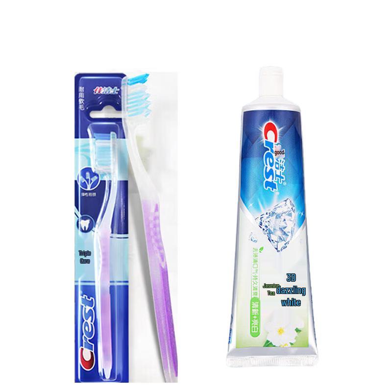 Crest Triple Care Toothbrush & 3D White Jasmine Tea Mint Toothpaste Set