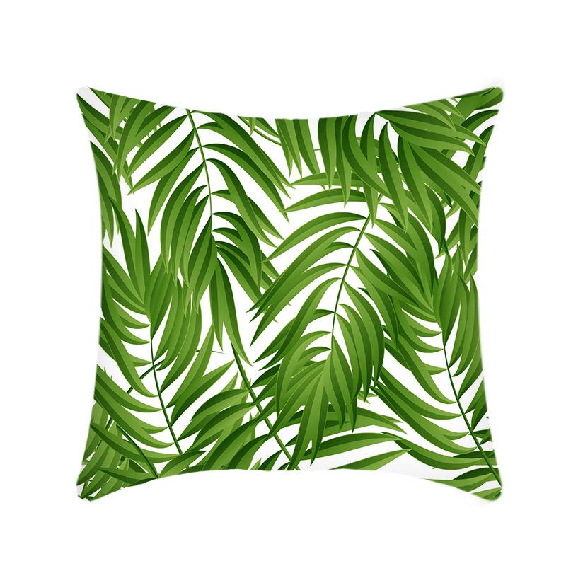 New Nap Pillow Green Leaves Sofa Plush Pillow Case Home Summer Cushion