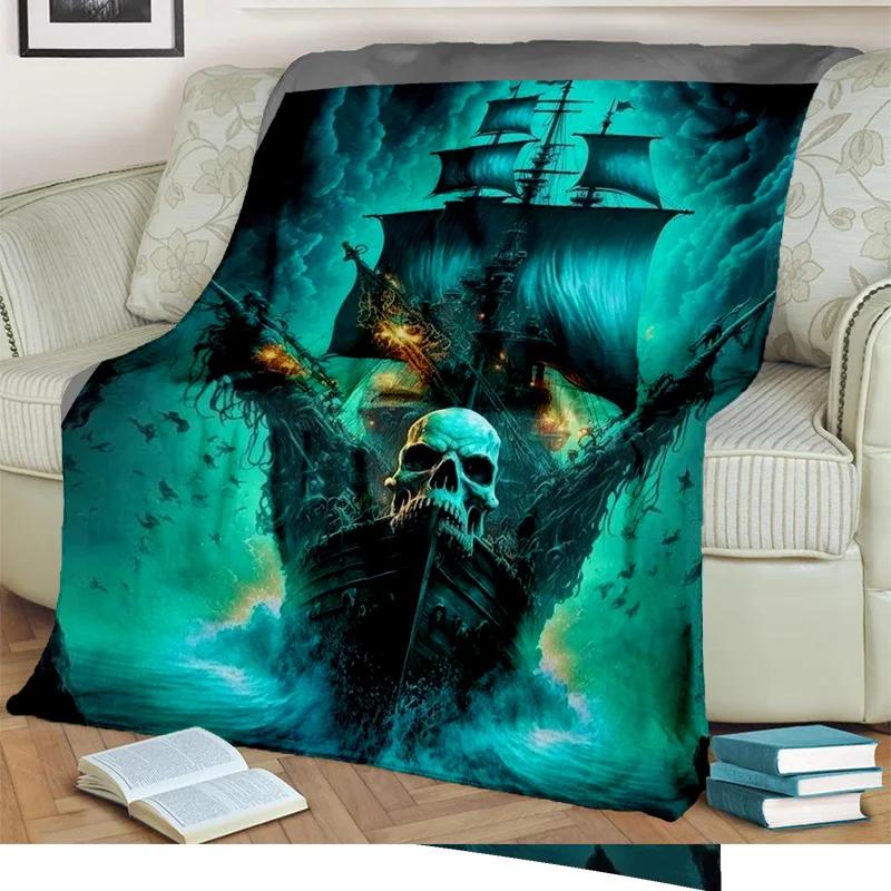 3D Pirate Ship Boat,Barque,Sailboat Blanket,Soft Throw Blanket for Home Bedroom Bed Sofa Picnic Travel Office Cover Blanket Kids