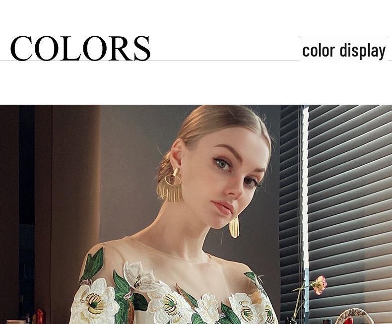 Spring 2024 Women's Chic Floral Embroidered Mesh Shirt