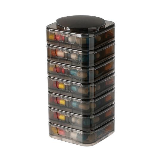 7PCS Pill Box Organizer Small Compact Modular Design Detachable High-visibility Color Container for Medication And Supplements