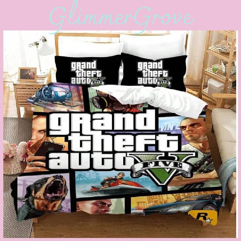 Theft Game Grand Auto Bedding Set Cartoon Duvet Covers Bedclothes Pillowcase