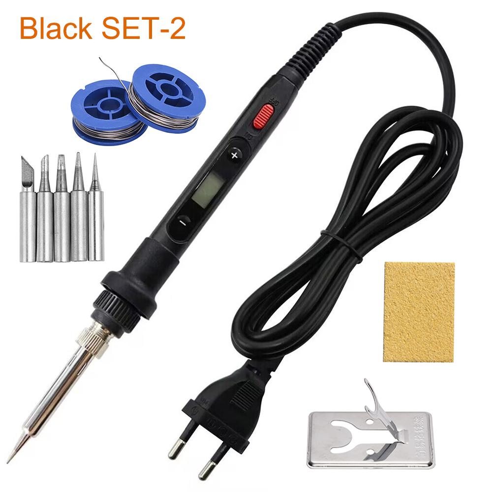 80W Electric Soldering Iron Adjustable Temperature LCD Digital Display Switch 110V 220V Welding Solder Repair Tools US EU Plug