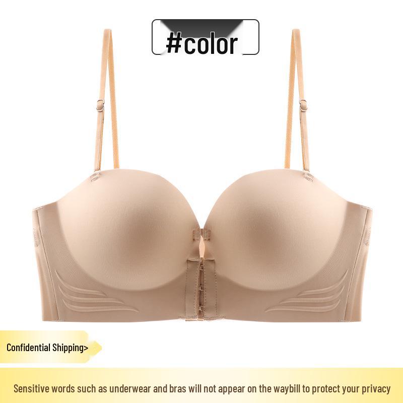 Strapless Gathered Push-Up Bra with Non-Slip Invisible Support