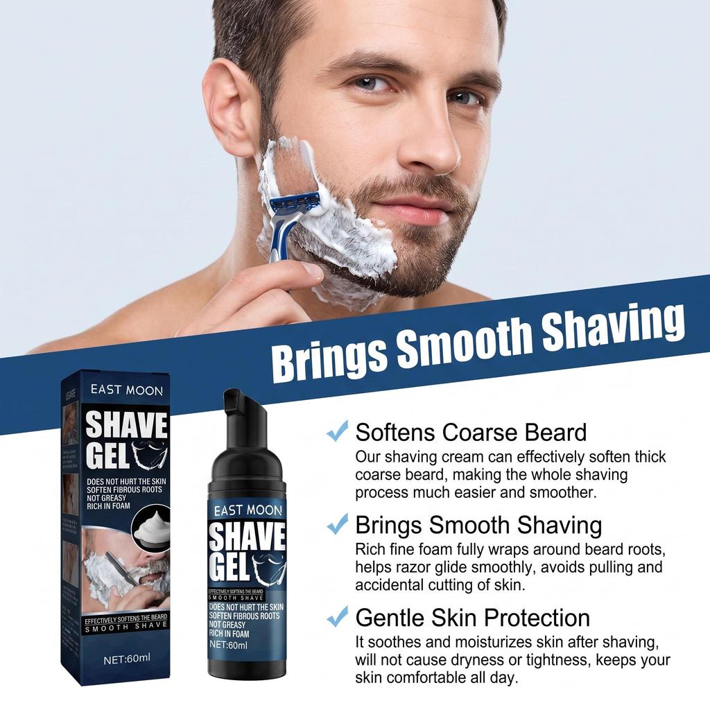 Men Shaving Mousse Foam For Hydrated Sensitive Skin Soothing Post-Shave Discomfort Quick Soften Hair Roots Smooth Shaving Cream