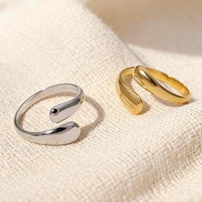 Maria Minimalist Silver Color Water Drops Shaped Open Ring Woman  Retro Smooth Elegant Handmade Jewelry Birthday Gifts