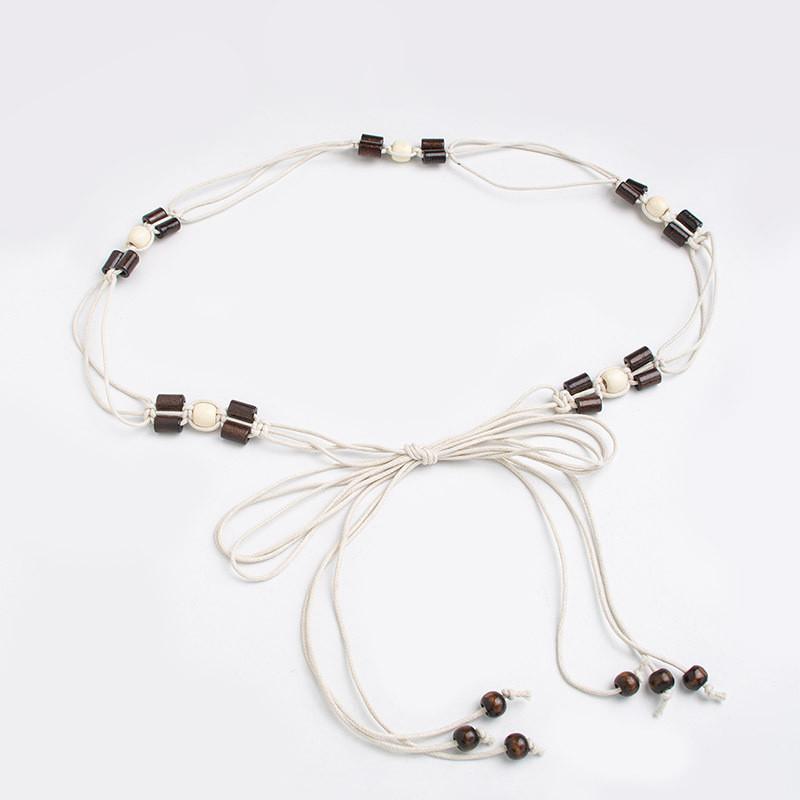 Bohemian Waist Rope Belt With Wooden Beads For Casual Summer Festival Wear