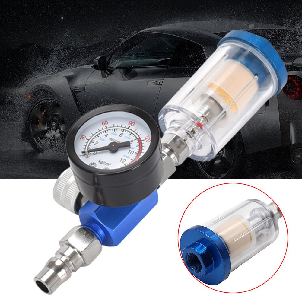 Spray Gun Air Regulator Gauge In-line Oil Water Trap Filter Separator JP/EU/US Adapter Air Pressure Regulator Gauge for Airbrush