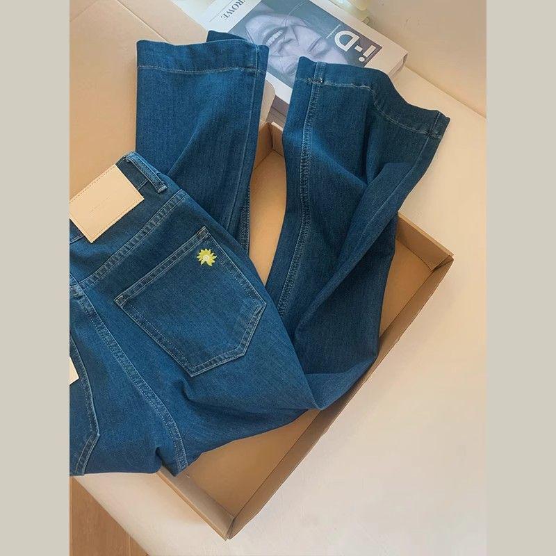 

Women s Petite Blue Soft Denim Wide-Leg Baguette Pants S
