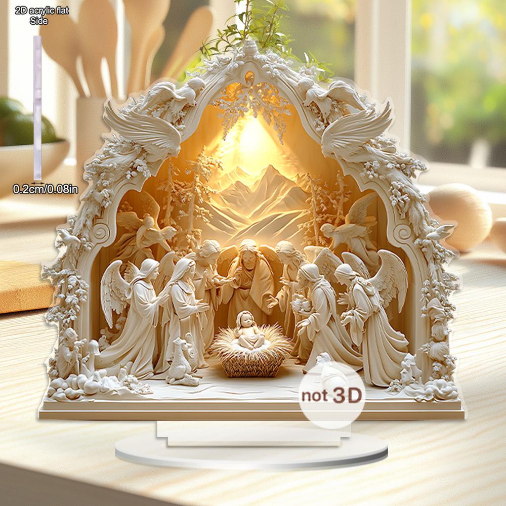 Nativity Scene Acrylic Decorative - Christmas Theme, Decoration Gorgeous Ornament, Party Gifts, Nativity Figures for Christmas, Christmas