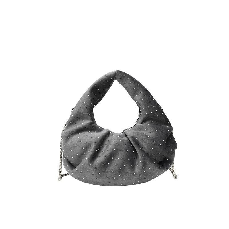 Foreign Trade Women's Bag 2025 New Korean Version Fashion Pleated Handbag Ins Internet Celebrity Rivet Trend Messenger Dumpling Bag