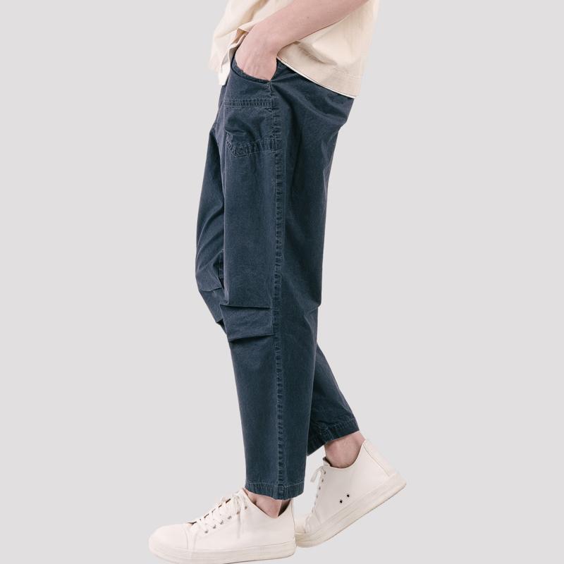 CUSTOMUS Knee Tuck Slim Fit Washed Men'S Crooked Waist Pants Cxs25Mwpt406 Nav