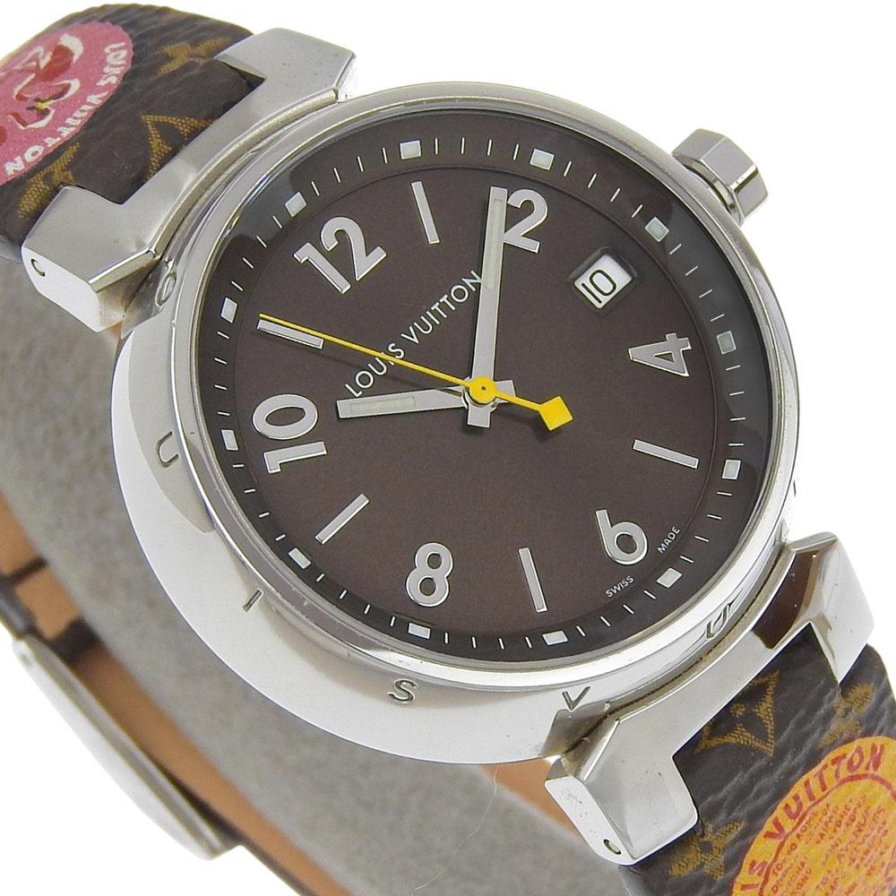 Louis Vuitton Tambour Watches Q1311 BrownDial Stainless Steel/leather Quartz Analog Display Unisex Used