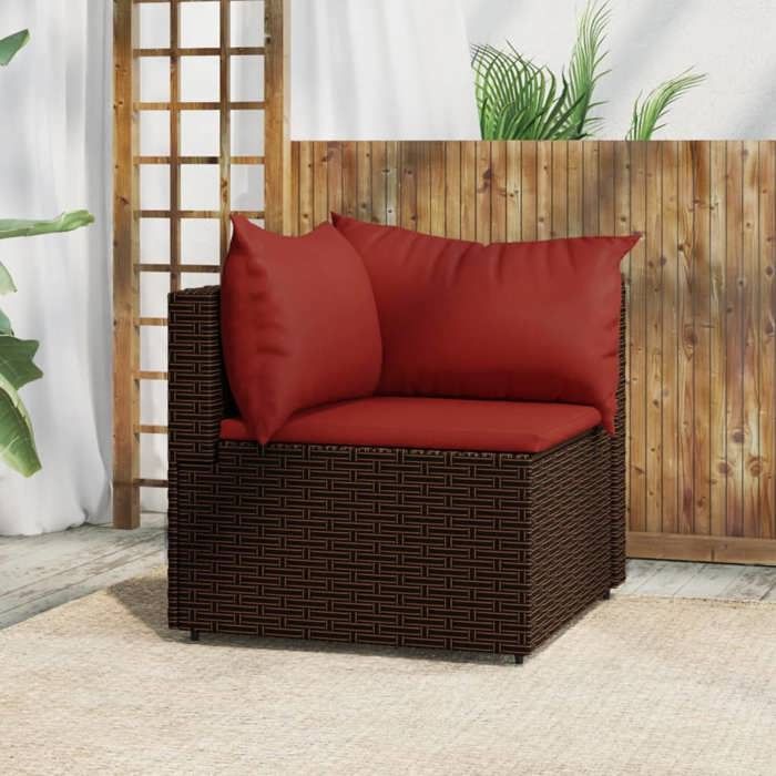 VidaXL Garden Corner Sofa with Brown Cushions Wicker, Sofa, Garden Sofa, Sectional Corner Sofa, 319809