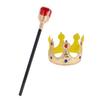 Kids Fancy Dress Royal Crown Set Plastic King Queen Scepter for Storybook Parade Cosplay