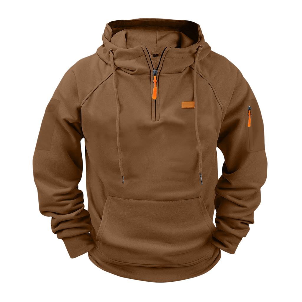 Men's Casual Hooded Zip Up Sweatshirt with Multi Pockets Long Sleeve