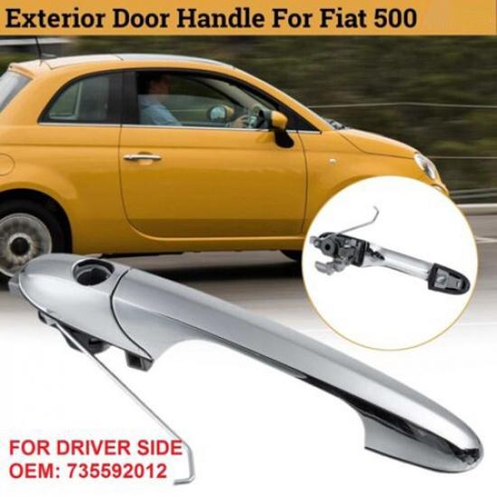 Right Drivers Side Chrome Outer Door Handle 735592012 For Fiat 500 Accessories