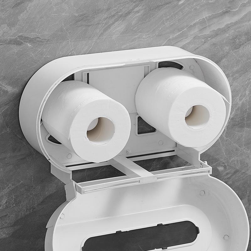 Toilet Tissue Holder Small Double Roll Tissue Box Wall Mounted Paper Holder Waterproof Accessories for Bathroom Paper Towel