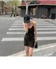 2026 Spring/Summer V-Neck Leopard Print Off-Shoulder Spaghetti Strap Mid-Length Slimming Dress