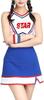 Lady Lazy Cheerleader Short Cute Uniform, Midriff-Baring, Sleeves, Miniskirt, (Small)