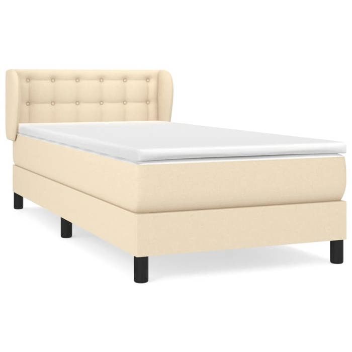 3126538 vidaXL Divan Bed with Mattress Cream 90x200 Cm Fabric