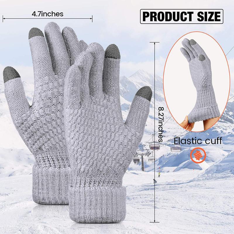 Frauen Männer Warme Winter Touchscreen Handschuhe Stretch Strick Fäustlinge Wolle Vollfinger Guantes Weibliche Häkeln Handschuh
