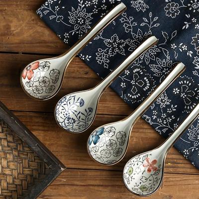 Keramické nádobí v japonském stylu 17cm Střední polévková lžíce Domácnost Hotel Čínský kostní porcelán Sada jídelního nádobí Ekologické