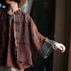 Johnature Women Vintage Coats Spring Chinese Style Patchwork Button Stand Loose Female Coats